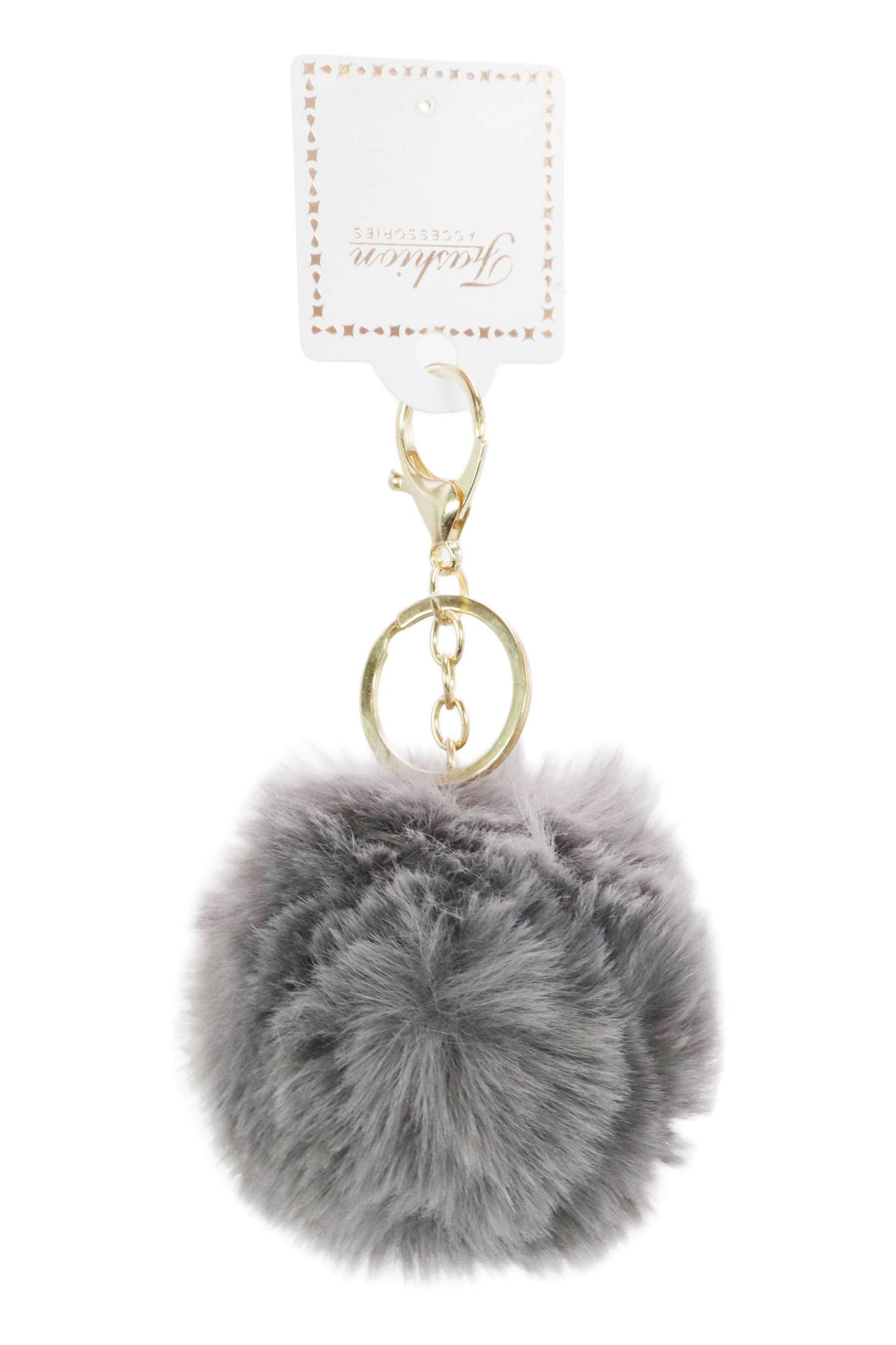 Fuzzy Faux Fur Pom Pom Novelty Key Chain