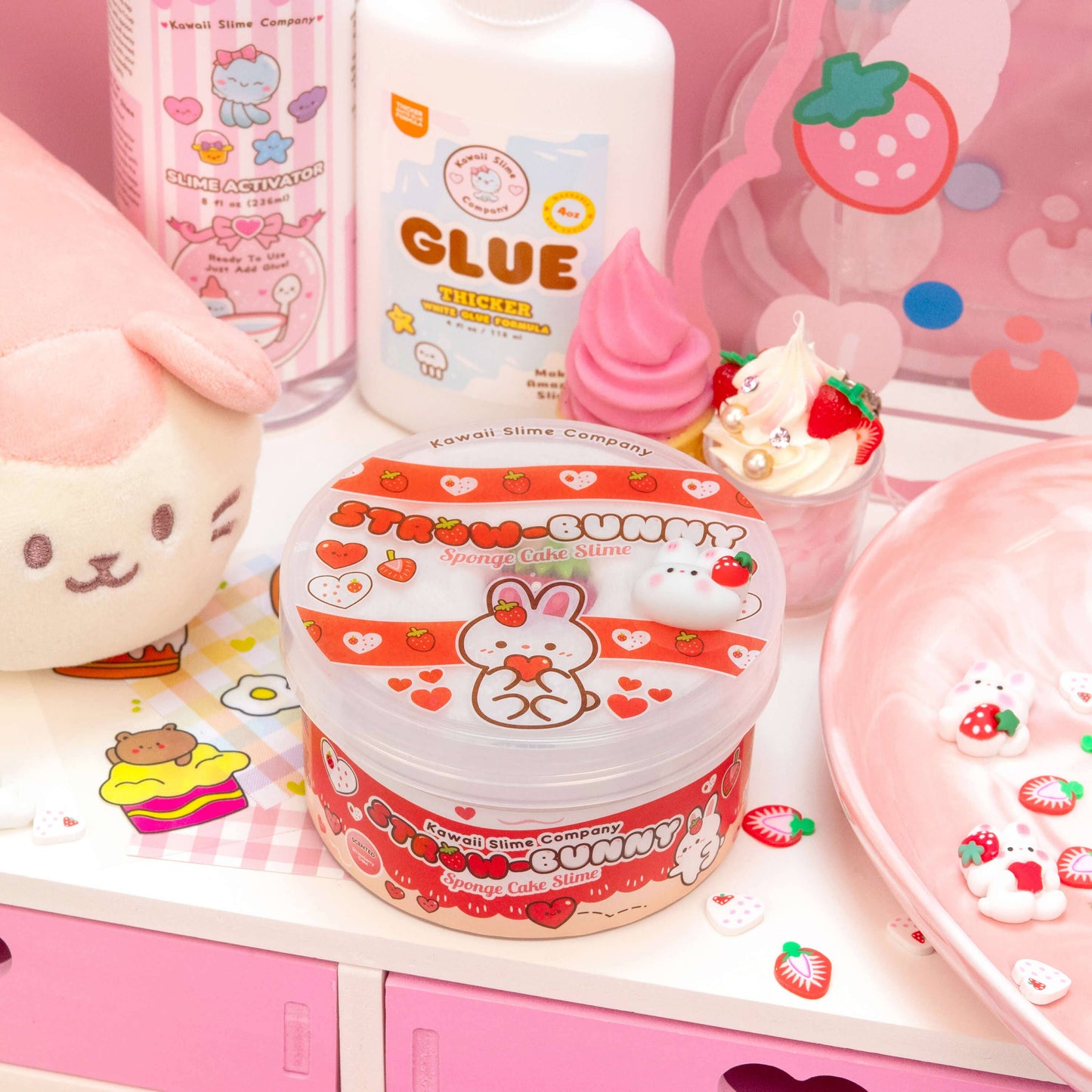 Straw-Bunny Sponge Cake Signature Dome™ Slime (4pcs/case)