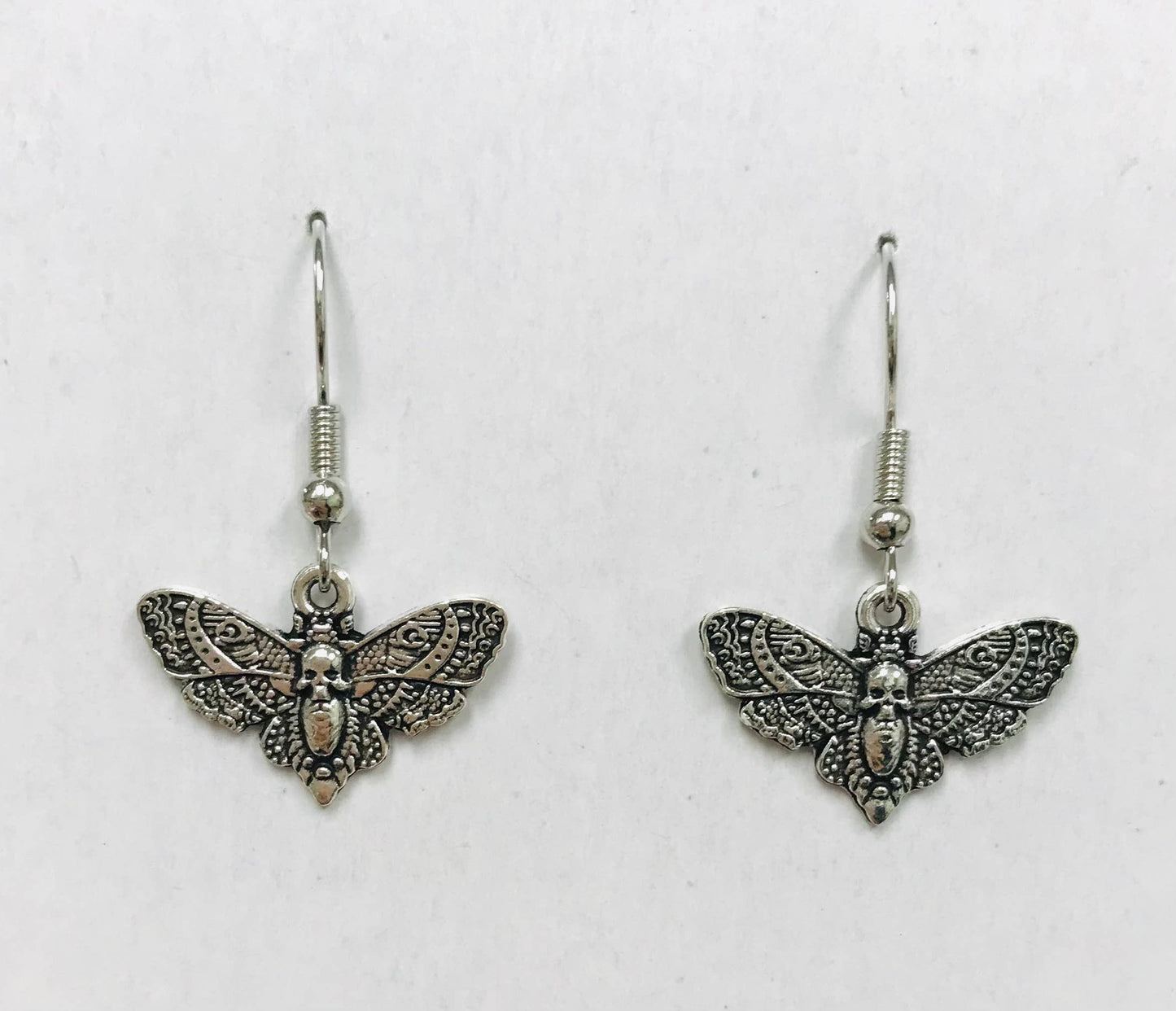 Tiny Silver Death Moth Earrings