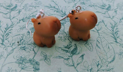 Cute Chubby Capybara Fan Animal Earrings