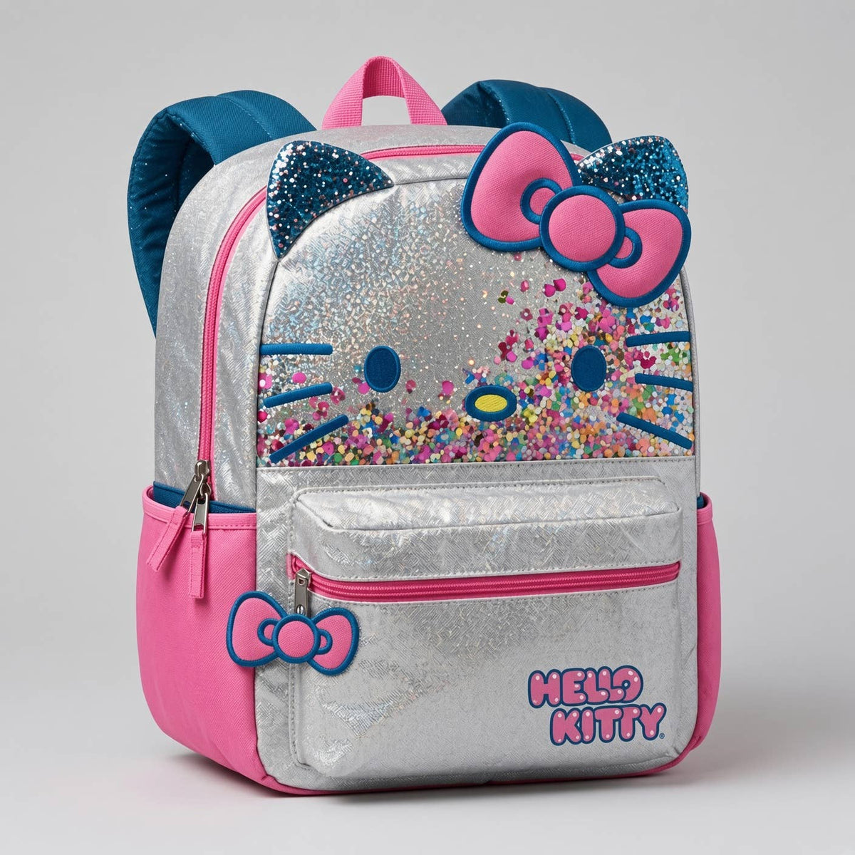 HELLO KITTY 16" BACKPACK W/FLOATING SQUINS & 3-D BOW