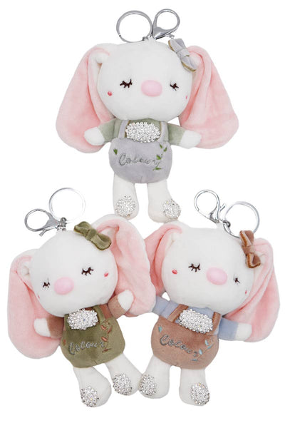 Bunny Bling Rhinestone Plushie Doll Key Chain Random Color