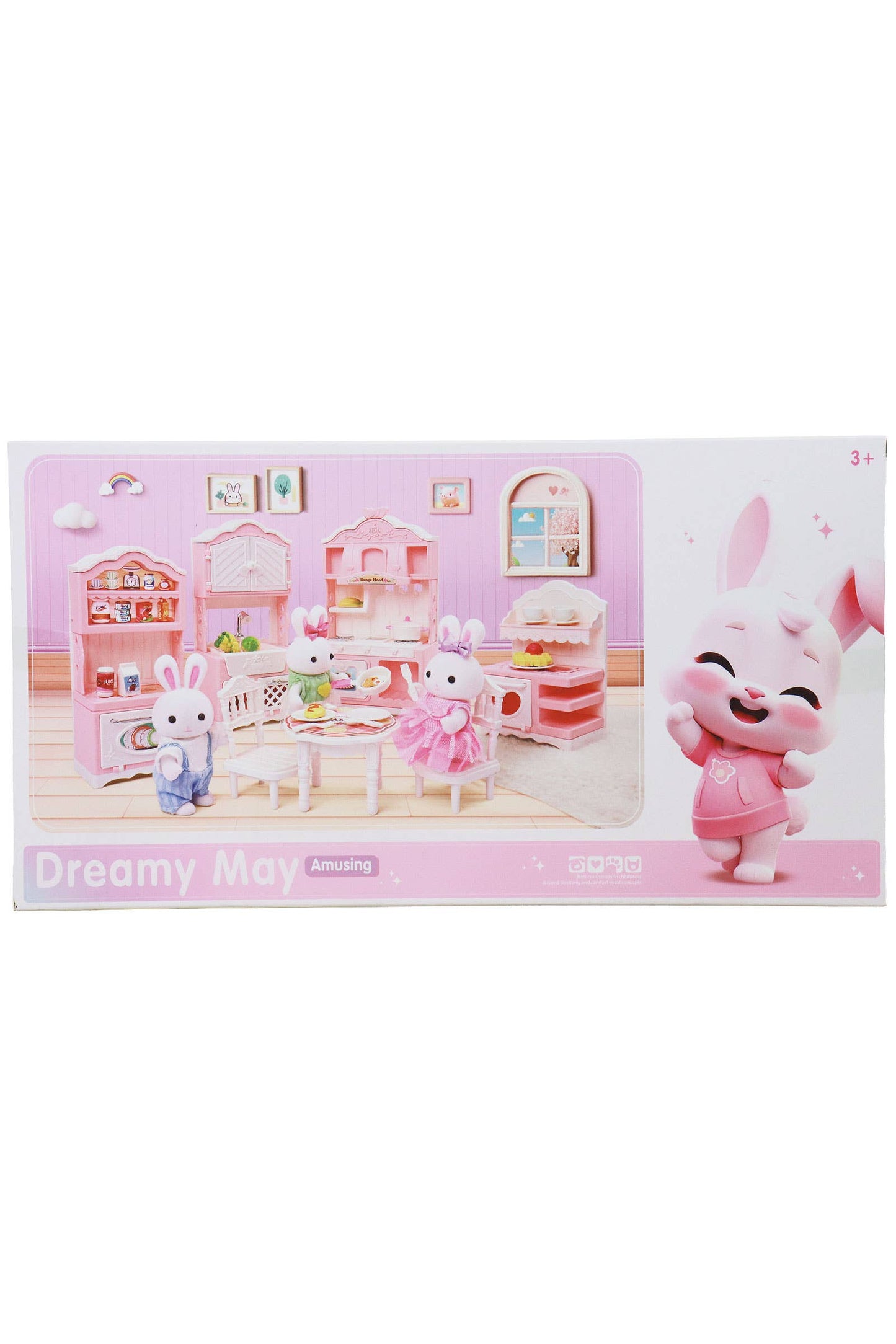 Mini Bunny Rabbit Girl Kitchen Dining Room Pretend Play Set