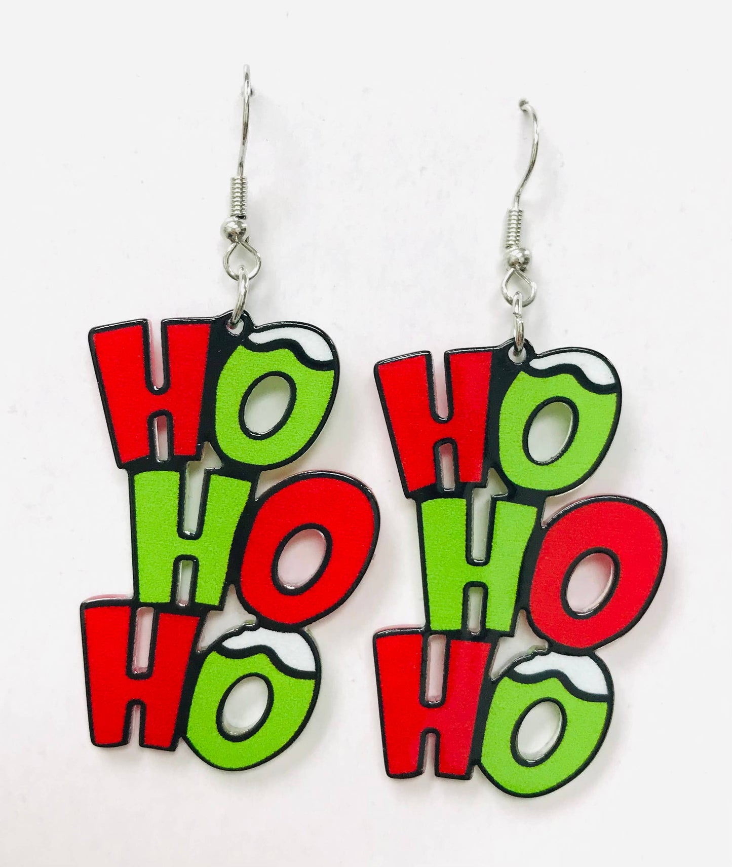 Acrylic Ho Ho Ho Earrings Christmas Gift