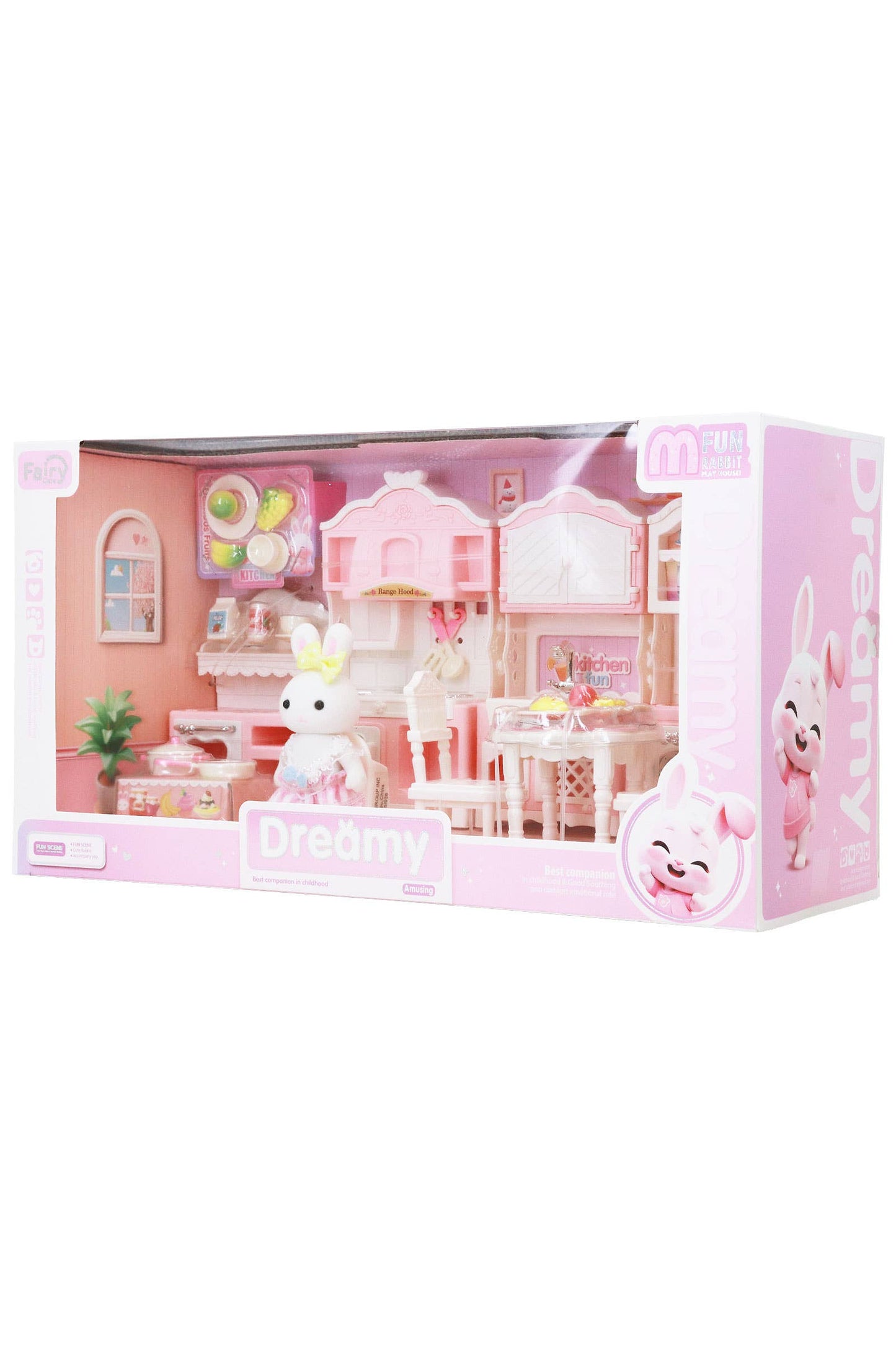 Mini Bunny Rabbit Girl Kitchen Dining Room Pretend Play Set