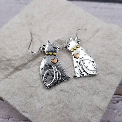 Silver Cute Cat Earrings