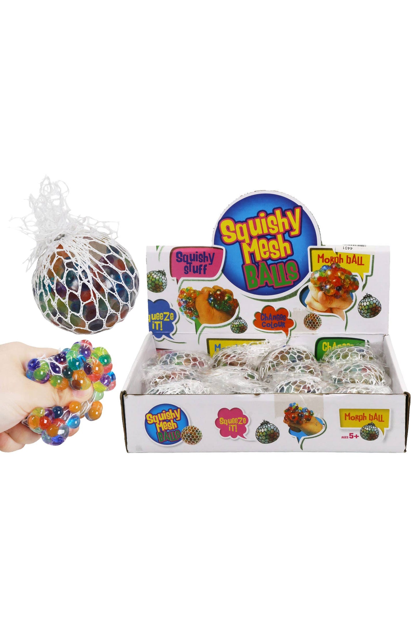 Vented Mesh Glittery Multicolor Water Bead Squishy Ball