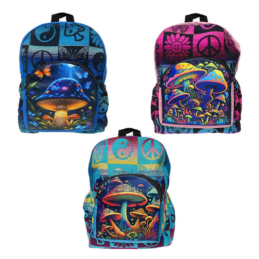 Large Mushroom Art Backpack Hippie Boho Style Ecuadorian Bag