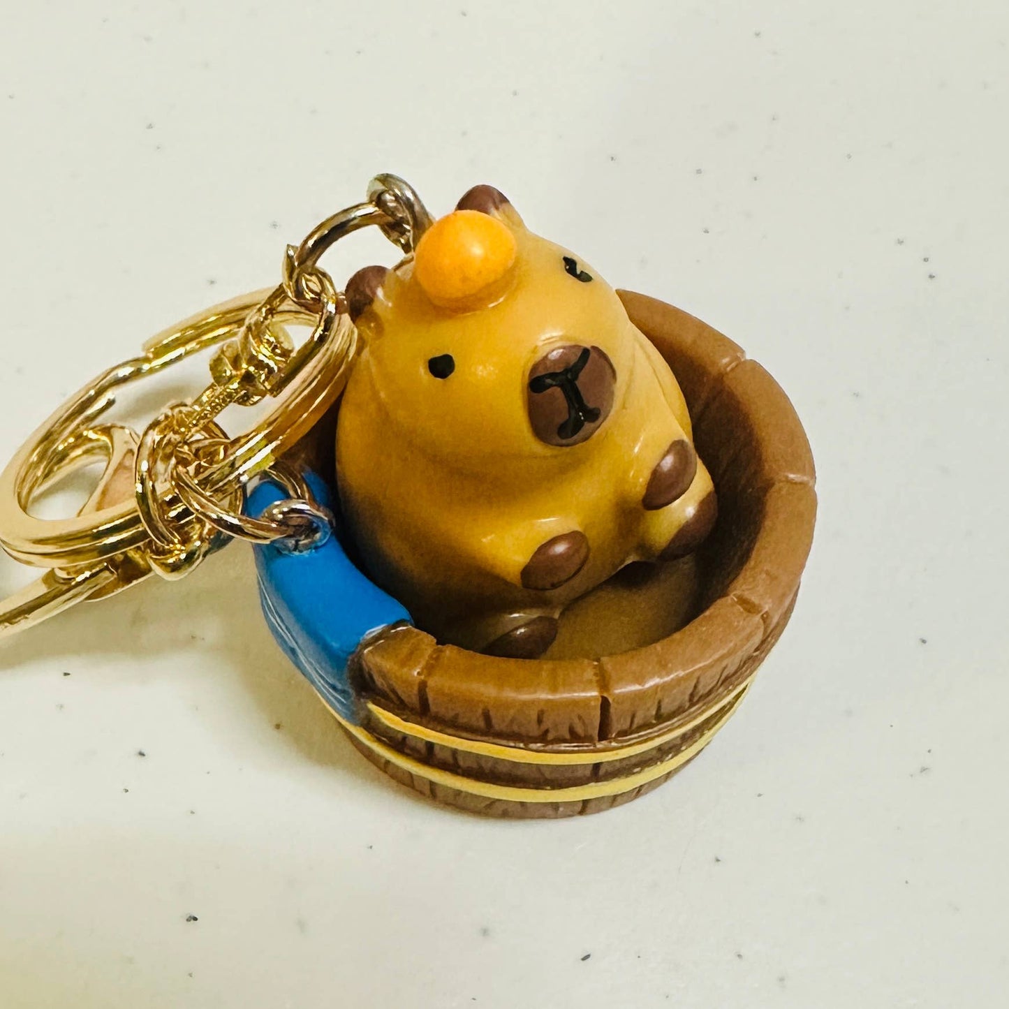 Capybara Bathtub Figurine Keychain Orange Acrylic Key Charm