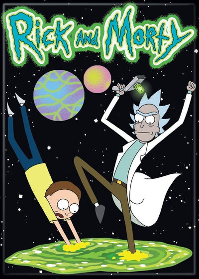 Rick and Morty on Green Magnets 2.5" X 3.5"