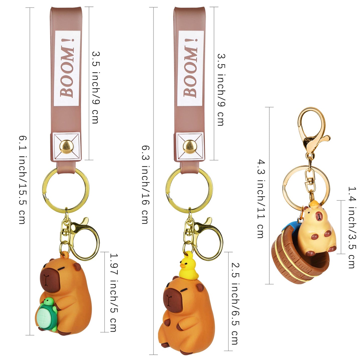Capybara Bathtub Figurine Keychain Orange Acrylic Key Charm