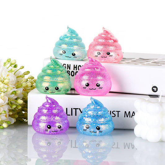 Maltose Glitter smiley Poop Squeeze Toy squishy fidget toy