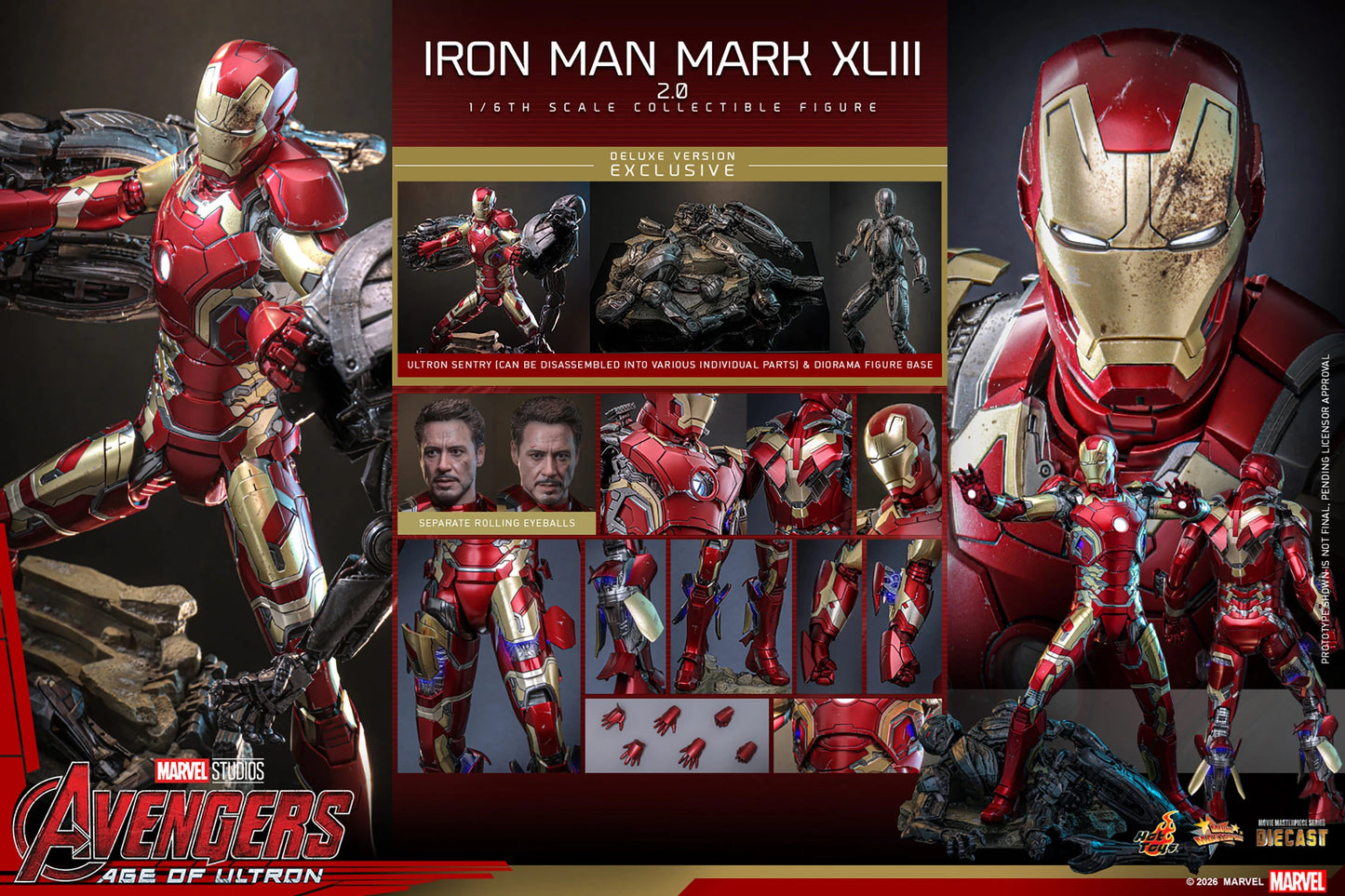 PRE-ORDER Hot Toys Avengers: Age of Ultron Iron Man Mark XLIII (2.0) Deluxe Version Sixth Scale Figure