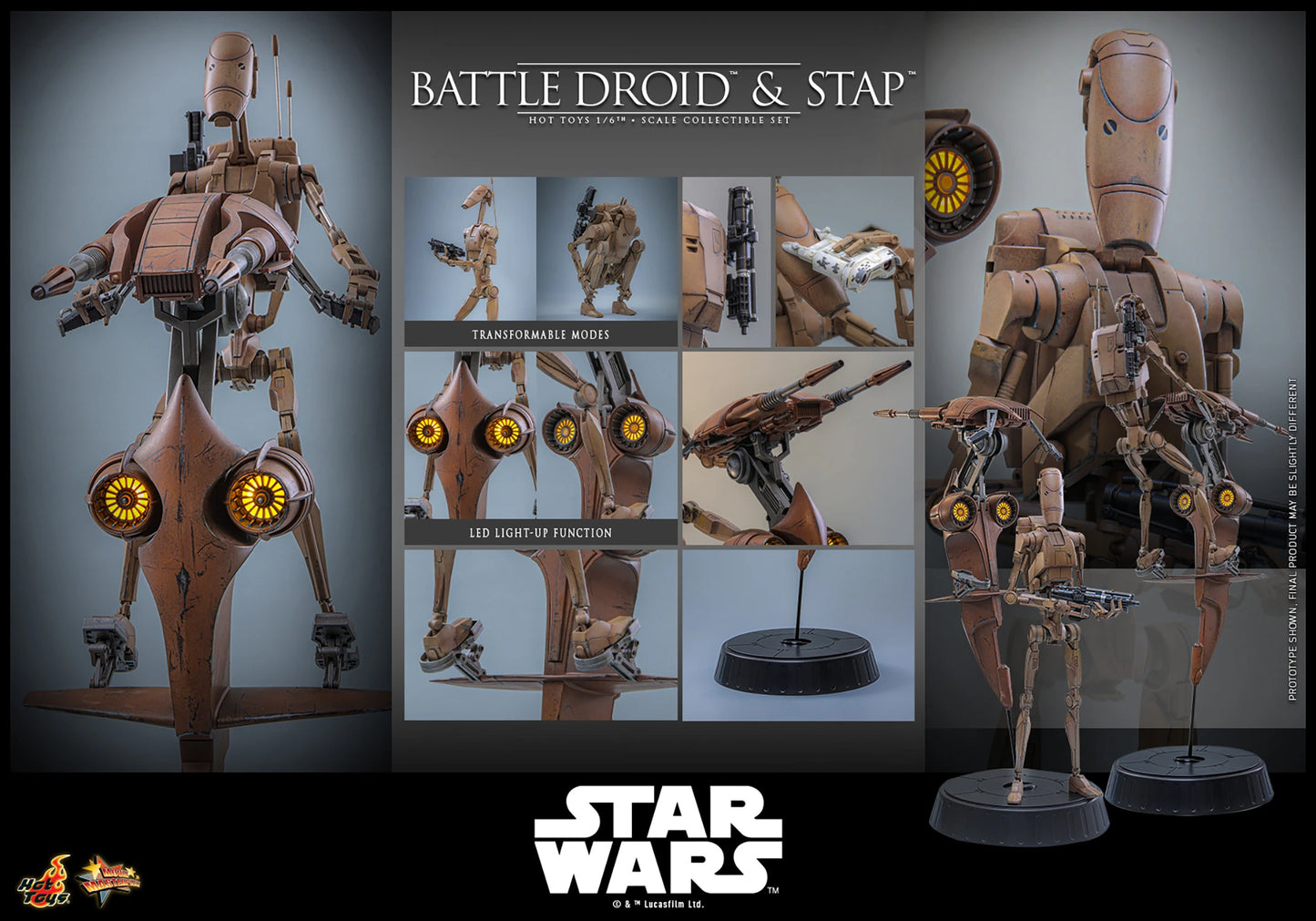PRE-ORDER Hot Toys Star Wars The Phantom Menace Battle Droid & STAP 1/6th Scale Figure Set