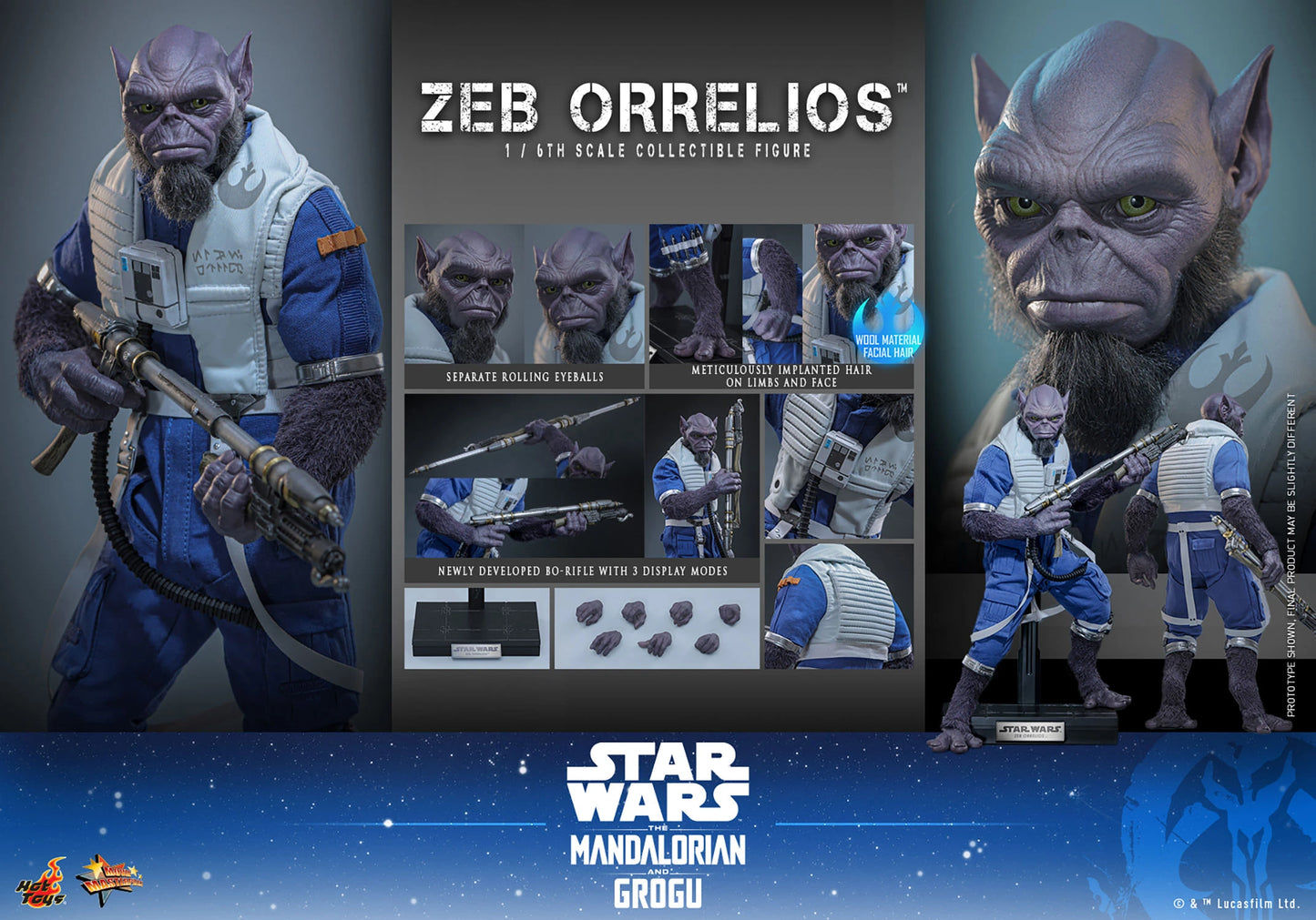 PRE-ORDER Hot Toys Star Wars The Mandalorian Zeb Orrelios 1/6th Figure