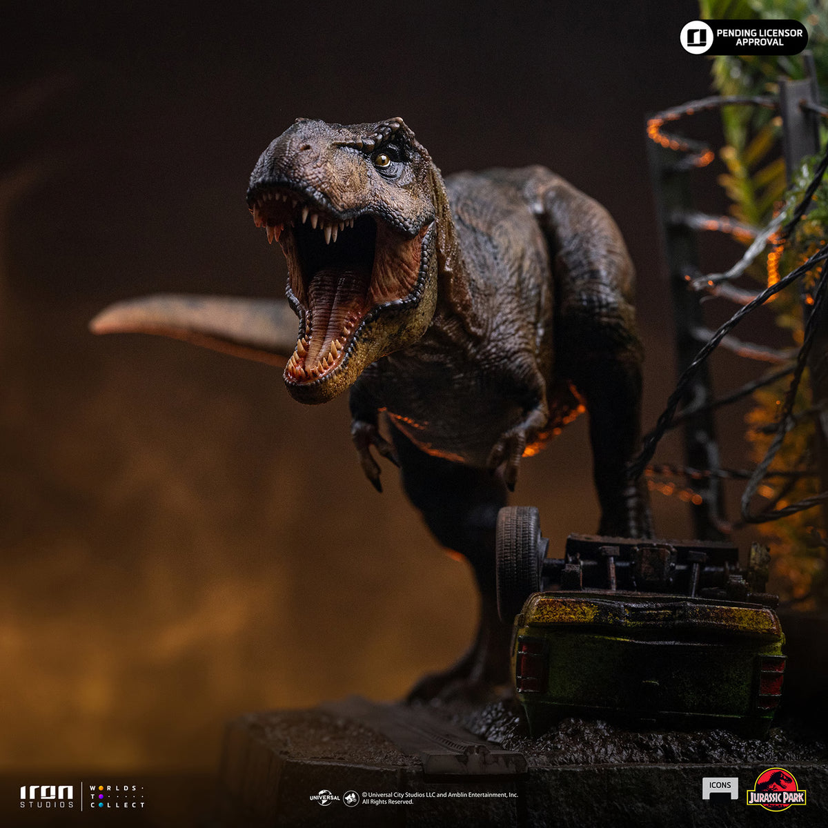 PRE-ORDER Iron Studios Jurassic Park Icons T-Rex Breakout Set A Scene Statue