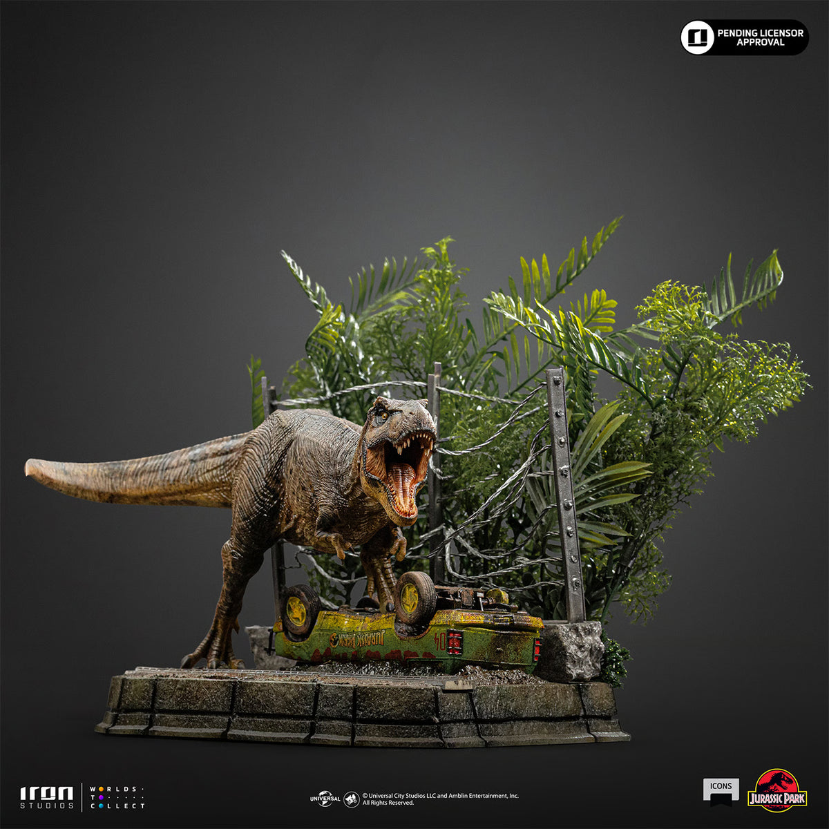 PRE-ORDER Iron Studios Jurassic Park Icons T-Rex Breakout Set A Scene Statue