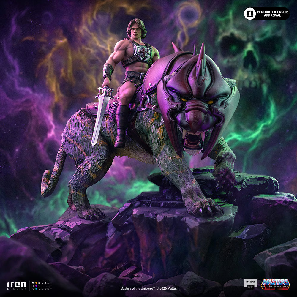 PRE-ORDER Iron Studios Masters of the Universe He-Man and Battle Cat Deluxe Art Scale 1/10th Statue