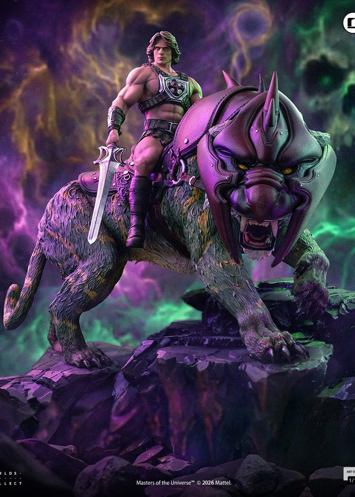 PRE-ORDER Iron Studios Masters of the Universe He-Man and Battle Cat Deluxe Art Scale 1/10th Statue