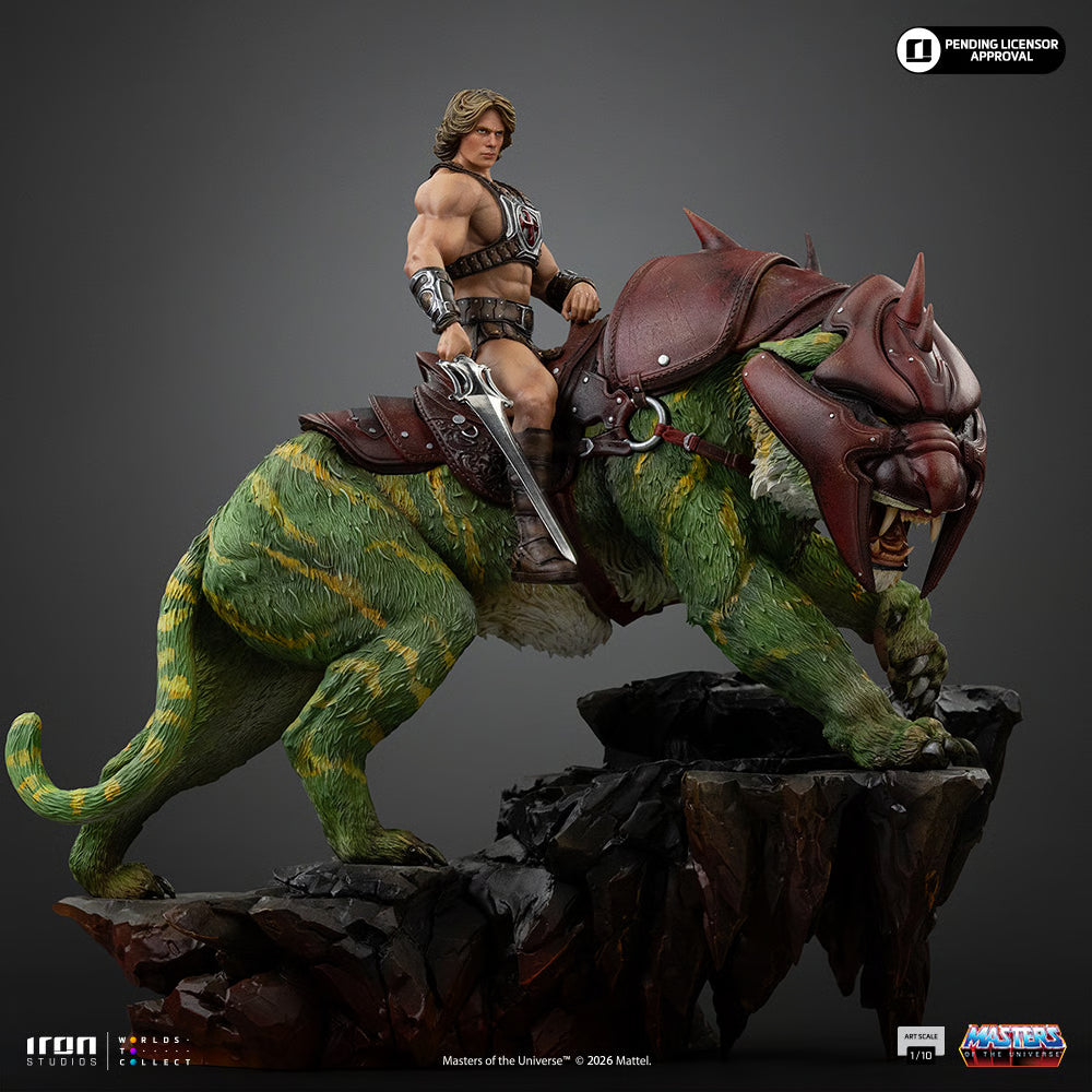 PRE-ORDER Iron Studios Masters of the Universe He-Man and Battle Cat Deluxe Art Scale 1/10th Statue