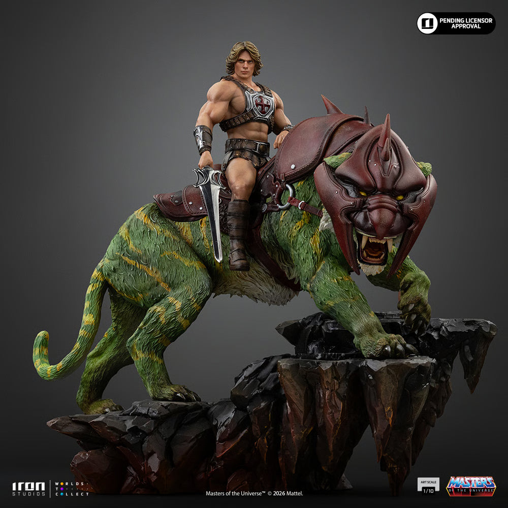 PRE-ORDER Iron Studios Masters of the Universe He-Man and Battle Cat Deluxe Art Scale 1/10th Statue
