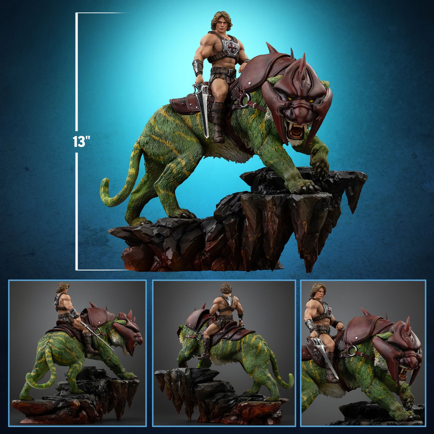 PRE-ORDER Iron Studios Masters of the Universe He-Man and Battle Cat Deluxe Art Scale 1/10th Statue
