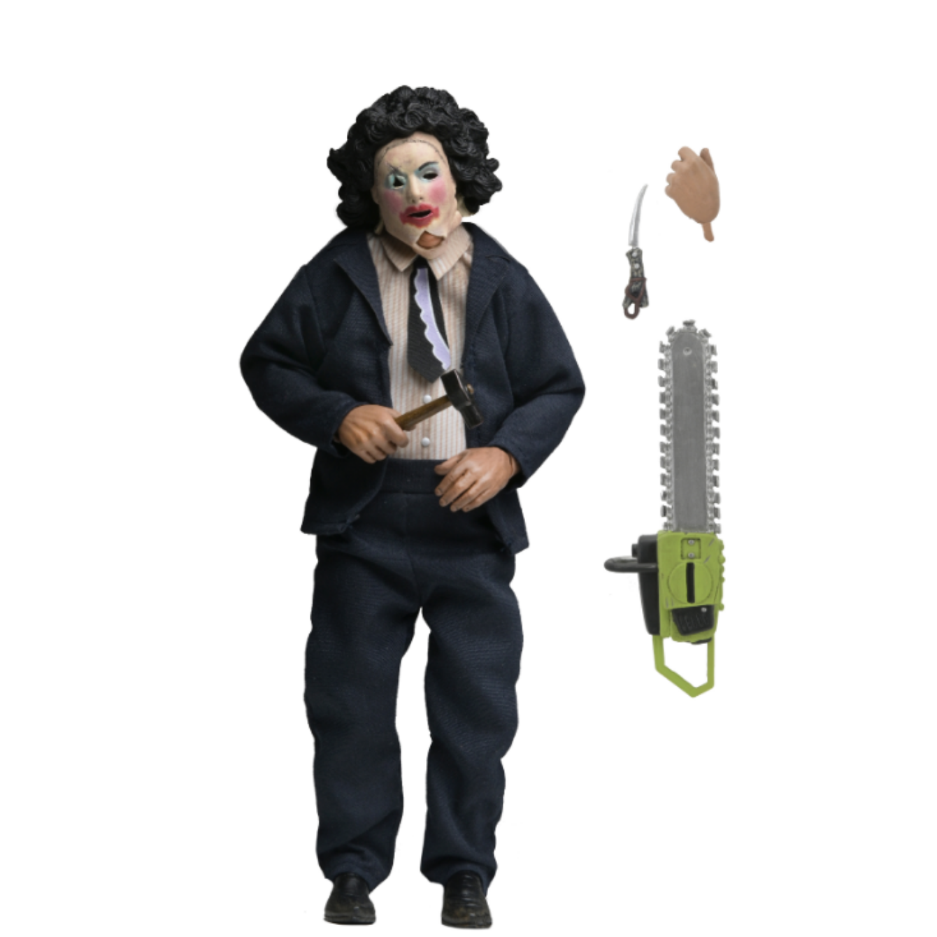TEXAS CHAINSAW MASSACRE - 8 INCH CLOTHED ACTION FIGURE - LEATHERFACE WITH PRETTY WOMAN MASK IN WINDOW BOX