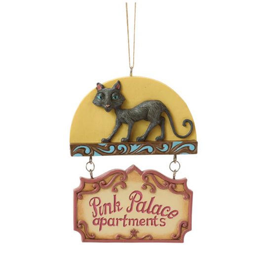 Black Cat Pink Palace Sign Orn