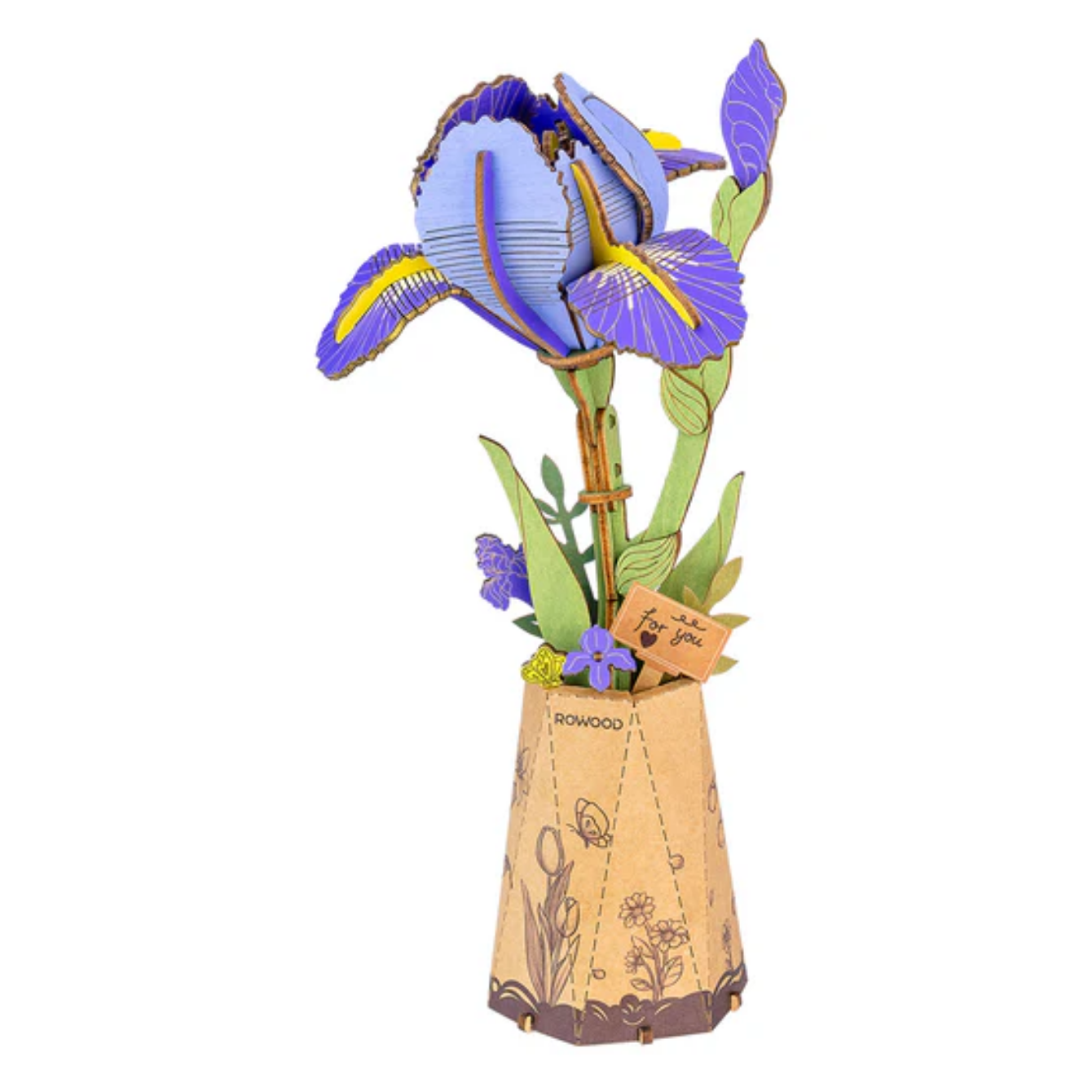 Rowood Purple Iris DIY Wooden Flower 3D Puzzle TW121