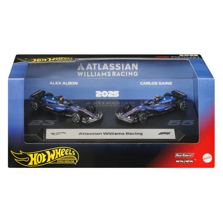 Hot Wheels Formula 1 Williams Team Sainz #55 and Albon #23 2-Pack Premium 1:64 Vehicle
