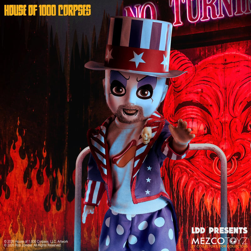 PRE-ORDER Mezco Living Dead Dolls Presents House of 1000 Corpses Captain Spaulding