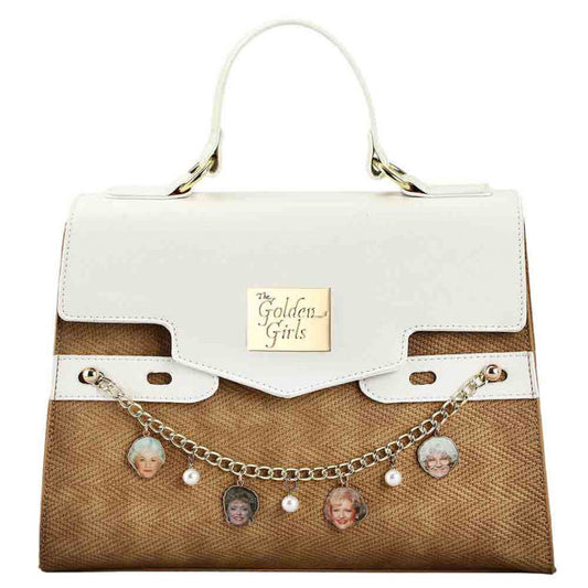 GOLDEN GIRLS CHARMS METALLIC CROCHET FABRIC HANDBAG