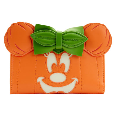 Loungefly Disney Glow Face Pumpkin Minnie Flap Wallet