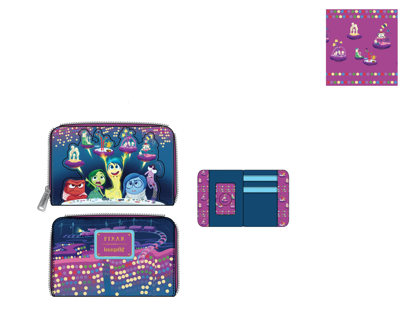 Loungefly Disney Pixar Moments Inside Out Control Panel Zip Wallet