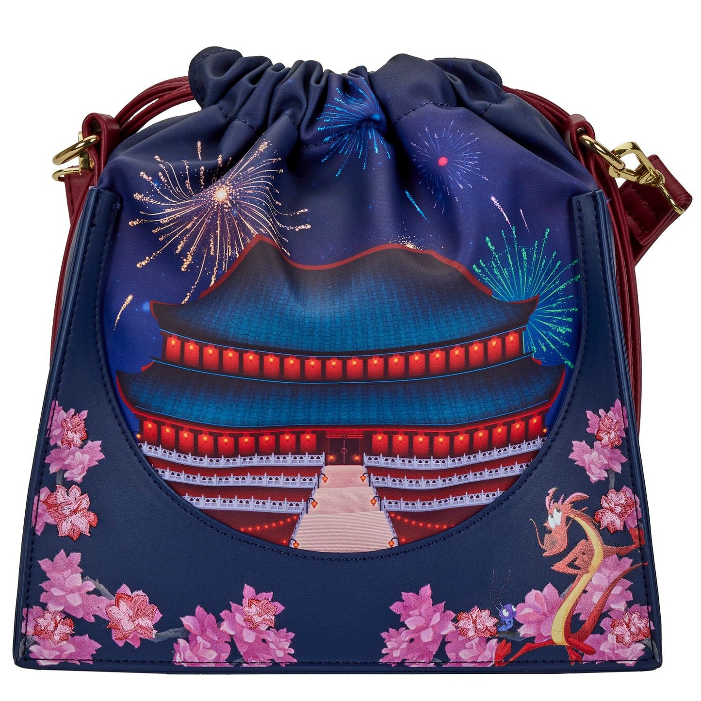 Loungefly Disney Mulan Castle Cinch Sack Cross Body