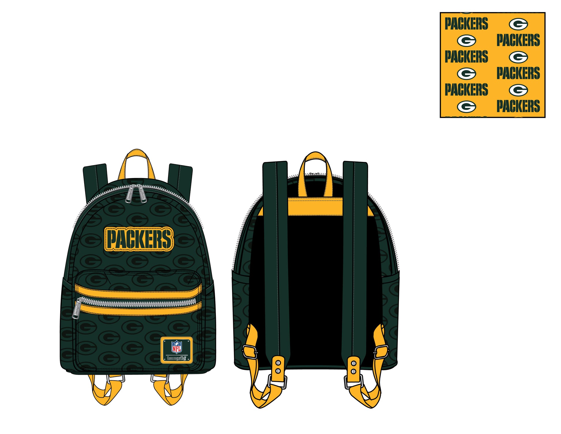 NFL Greenbay Packers Logo Mini Backpack Loungefly