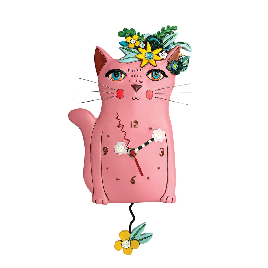 Pretty Kitty Pink Clock