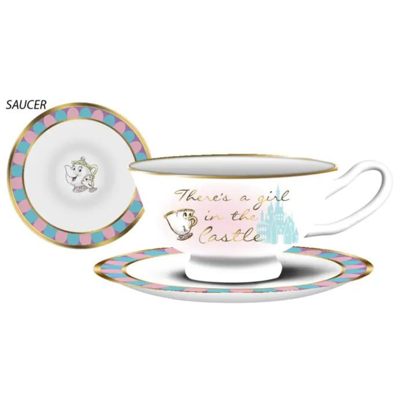 Disney Beauty and the Beast Foil 12oz Teacup and Saucer