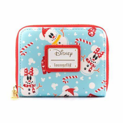 DISNEY MICKEY MINNIE SNOWMAN AOP ZIPAROUND WALLET LOUNGEFLY