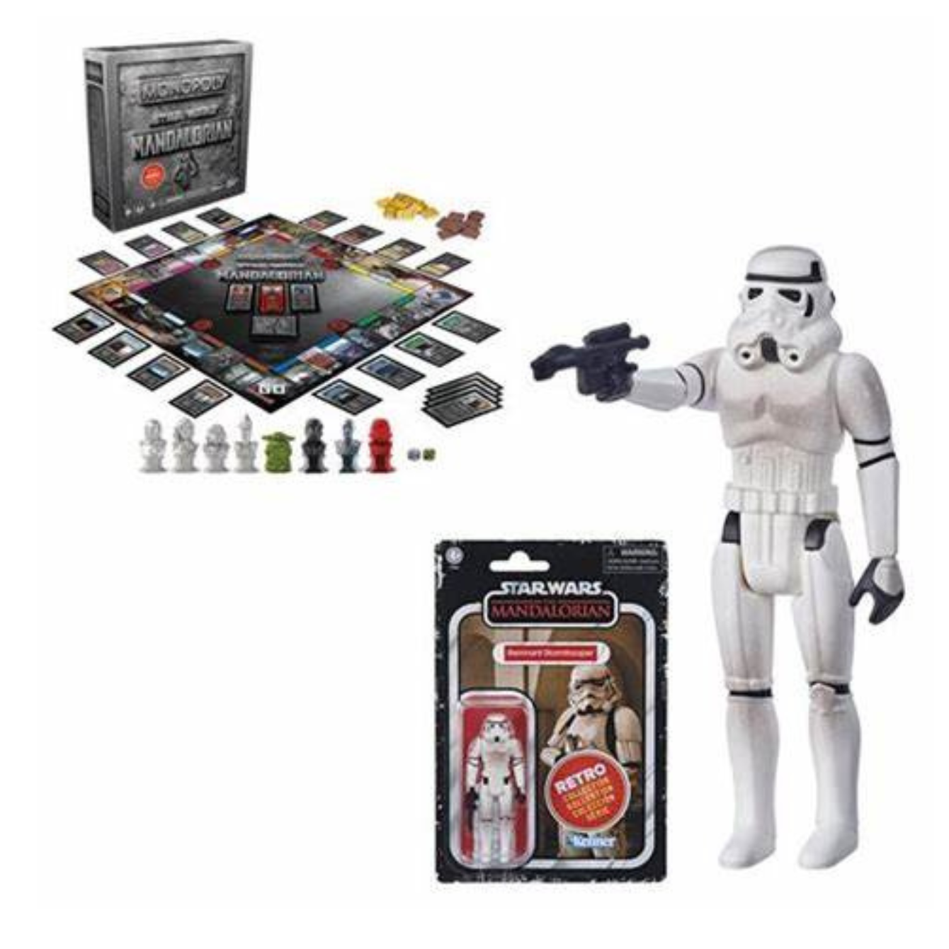 Star Wars The Mandalorian Monopoly Collector's Edition with Retro Remnant Stormtrooper Action Figure