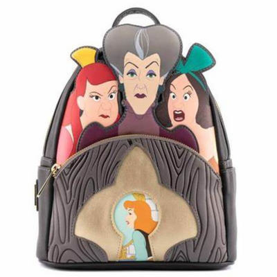 DISNEY VILLAINS SCENE EVIL STEPMOTHER AND STEP SISTERS MINI BACKPACK LOUNGEFLY