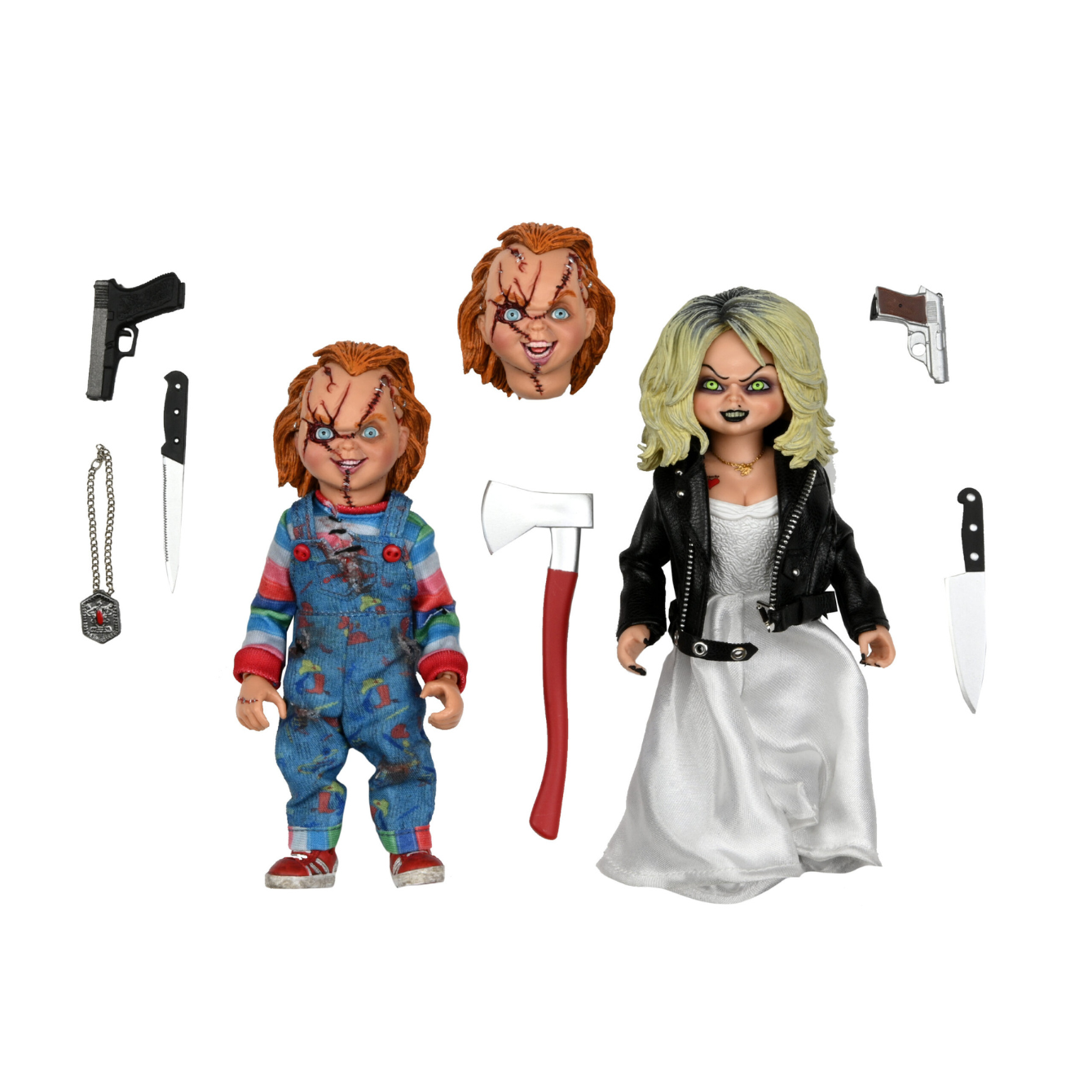 Bride of Chucky 8″ Scale Clothed Figure – Chucky & Tiffany 2-Pack