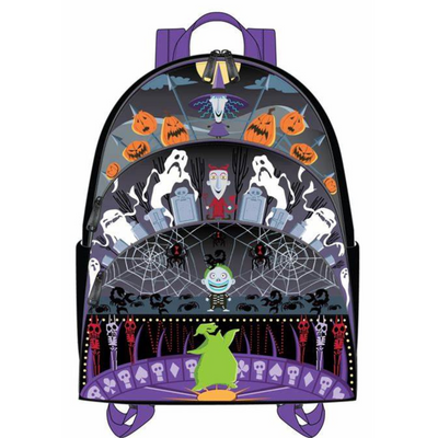 Loungefly Disney NBC Triple Pocket LOCK SHOCK BARREL OOGIE BOOGIE Mini Backpack