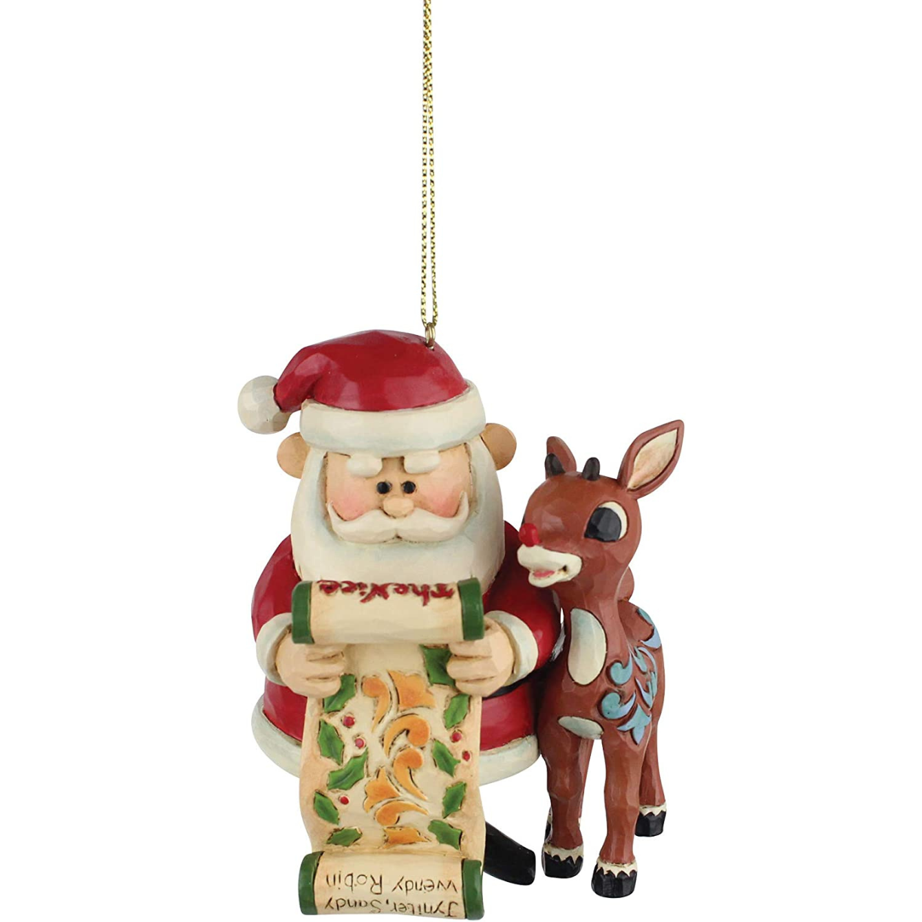 Rudolph & Santa with List Ornament