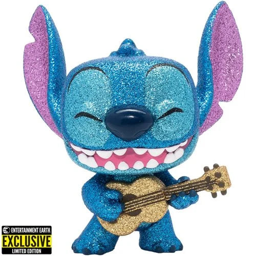 Lilo & Stitch Stitch with Ukulele Diamond Glitter Pop! Vinyl Figure - Entertainment Earth Exclusive