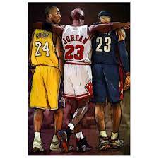 Kobe, Lebron, MJ Fabric Poster Flag